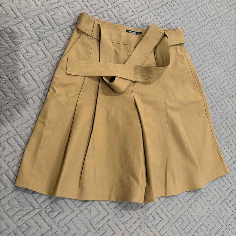 Tan Pleated Skort with Belt